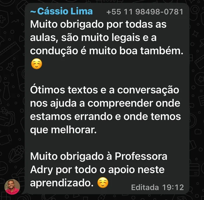 Depoimento de aluno
