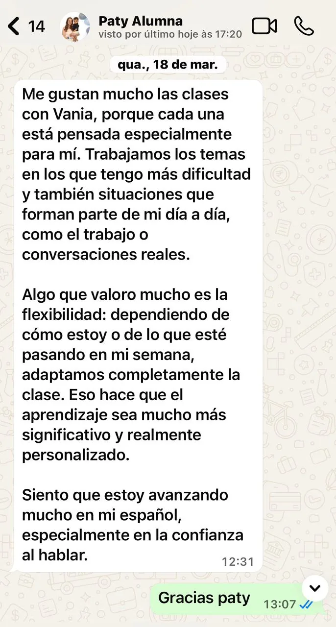 Depoimento de aluna